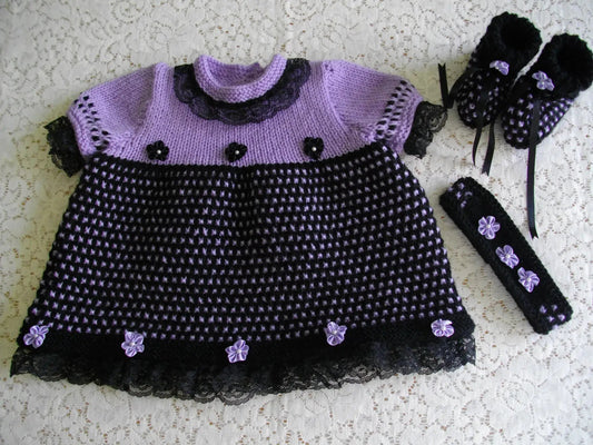 PRINTED Newborn Baby Dress Knitting Pattern 22 - DollieBabies