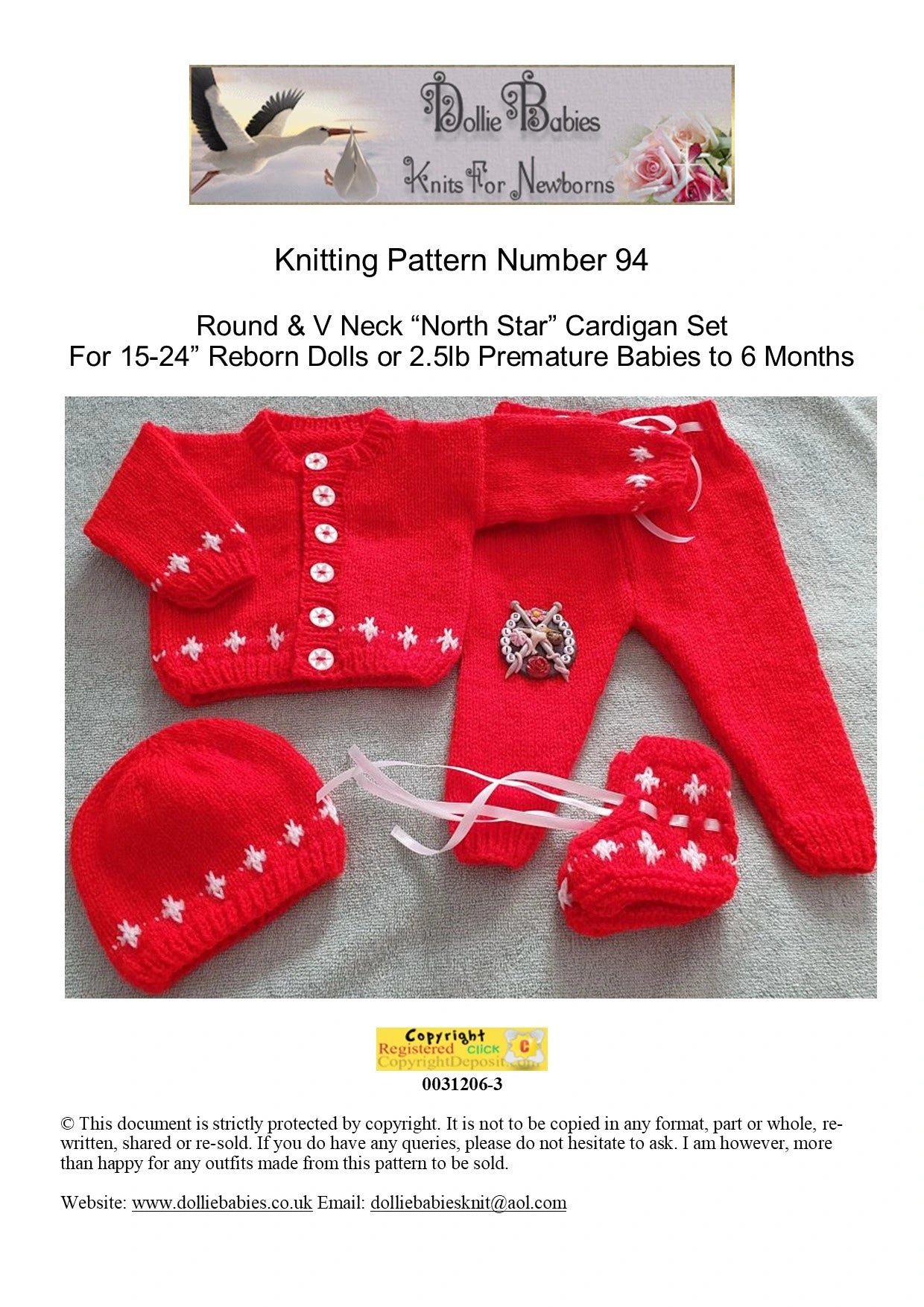 PRINTED North Star Cardigan Set Knitting Pattern 94 - DollieBabies