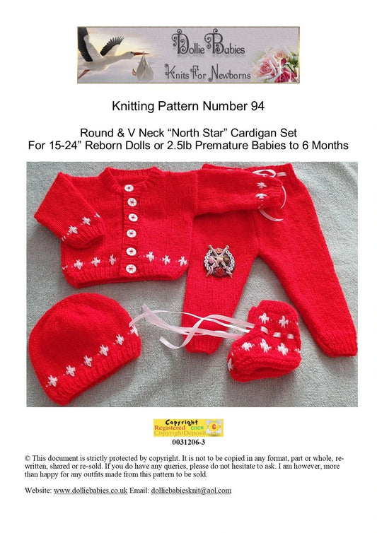 PRINTED North Star Cardigan Set Knitting Pattern 94 - DollieBabies
