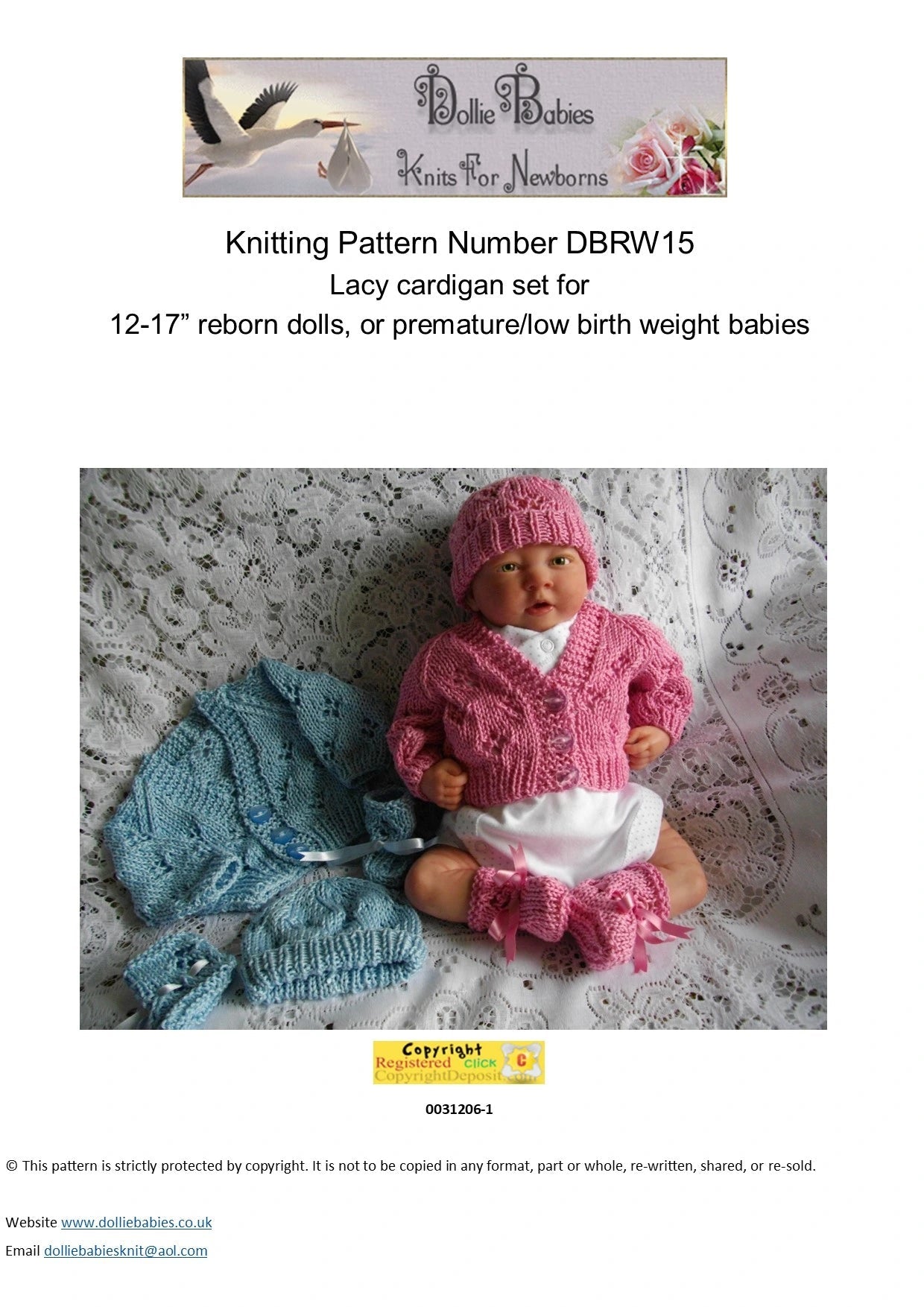 Printed Prem Baby Lacy Cardigan Knit Pattern 15 - DollieBabies