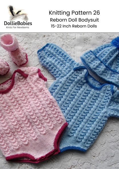 PRINTED Reborn Doll Bodysuit Knitting Pattern 26 - DollieBabies