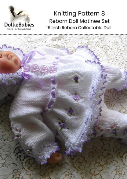 PRINTED Reborn Doll Matinee Set Knit Pattern 8 - DollieBabies