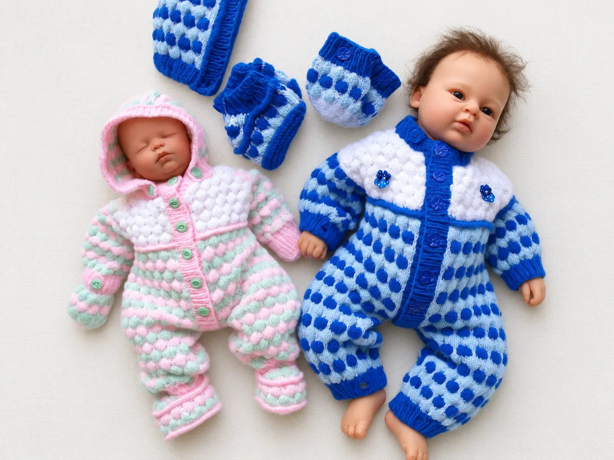 PRINTED Reborn Doll Snow Suit Knitting Pattern 32 - DollieBabies
