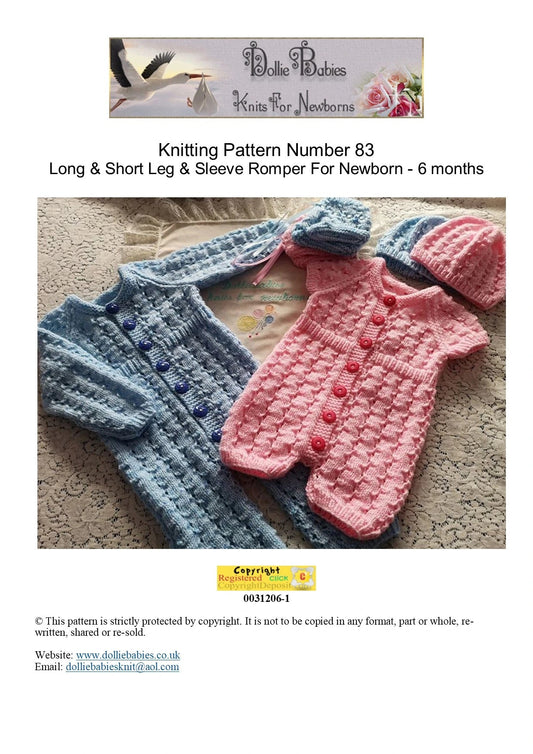 Printed Ribbed Waist Romper Set Knitting Pattern 83 - DollieBabies