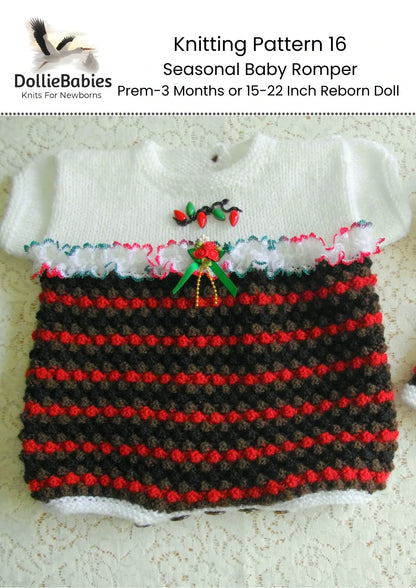 Printed Seasonal Baby Romper Knitting Pattern 16 - DollieBabies