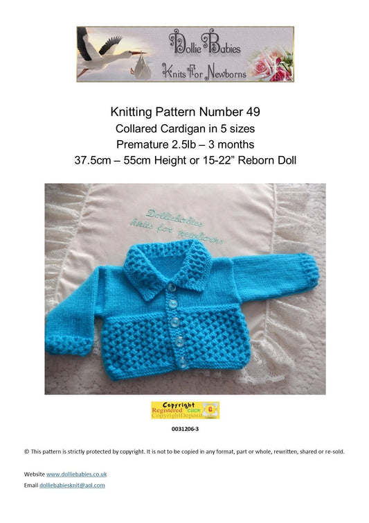 PRINTED Textured Collared Cardigan Knitting Pattern 49 - DollieBabies