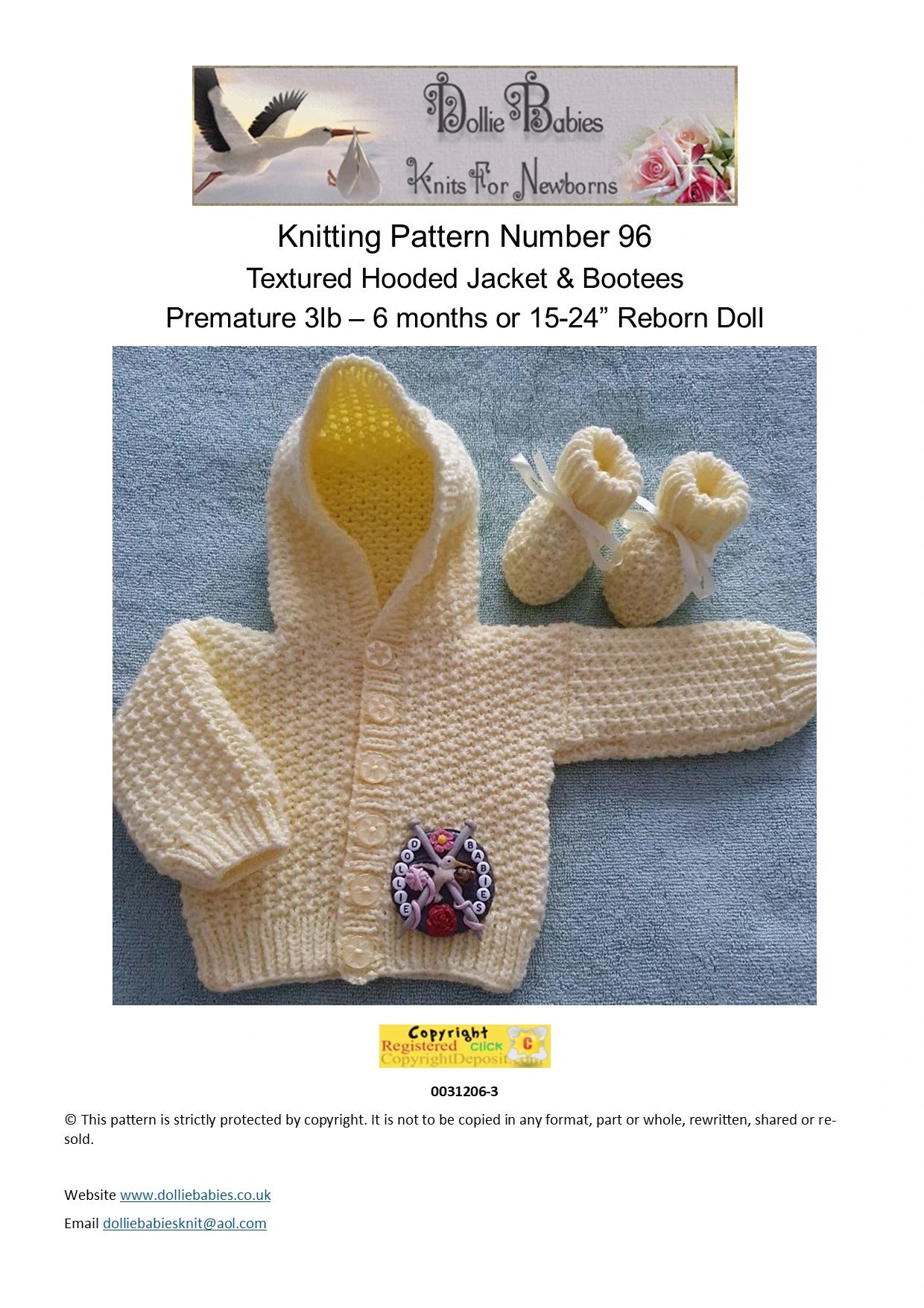 PRINTED Textured Hooded Cardigan Knitting Pattern 96 - DollieBabies