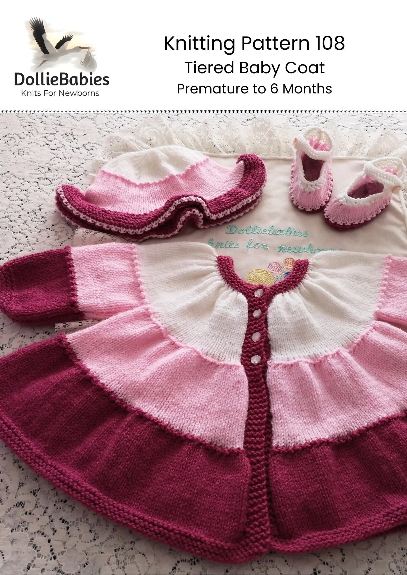 PRINTED Tiered Baby Coat Knitting Pattern 108 - DollieBabies