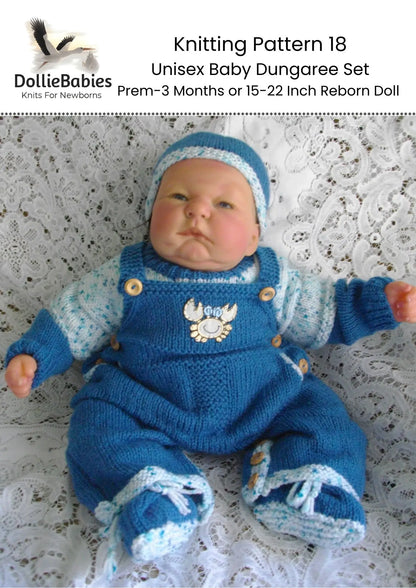 Printed Unisex Baby Dungaree Knitting Pattern 18 - DollieBabies