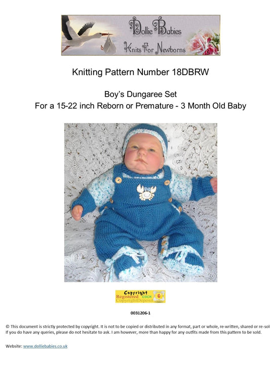 Printed Unisex Baby Dungaree Knitting Pattern 18 - DollieBabies