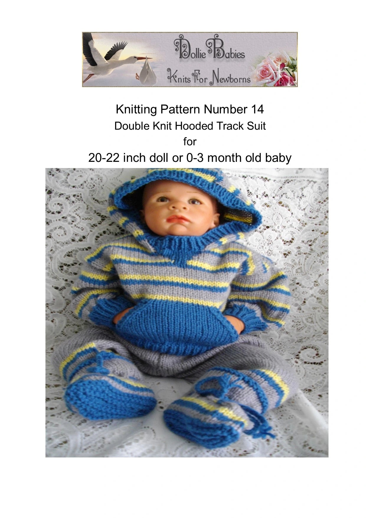 Printed Unisex Hooded Baby Tracksuit Knitting Pattern 14 - DollieBabies