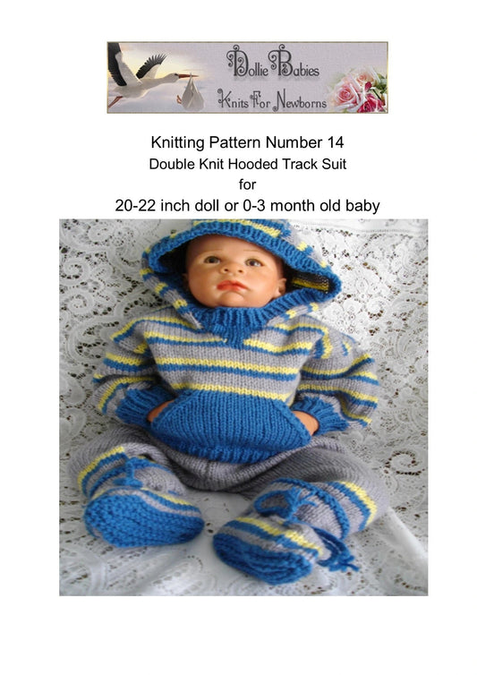 Printed Unisex Hooded Baby Tracksuit Knitting Pattern 14 - DollieBabies