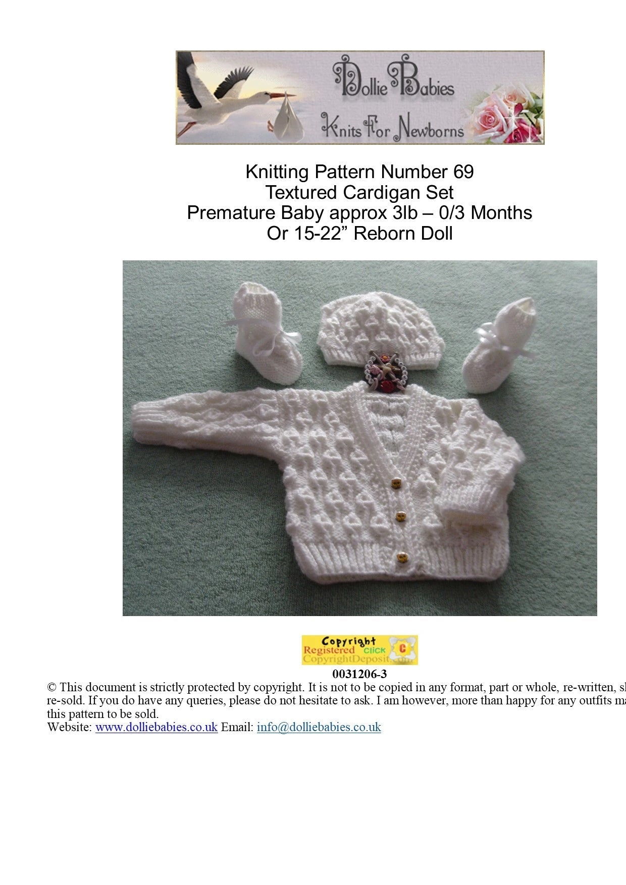 PRINTED Unisex Textured Baby Cardigan Knitting Pattern 69 - DollieBabies