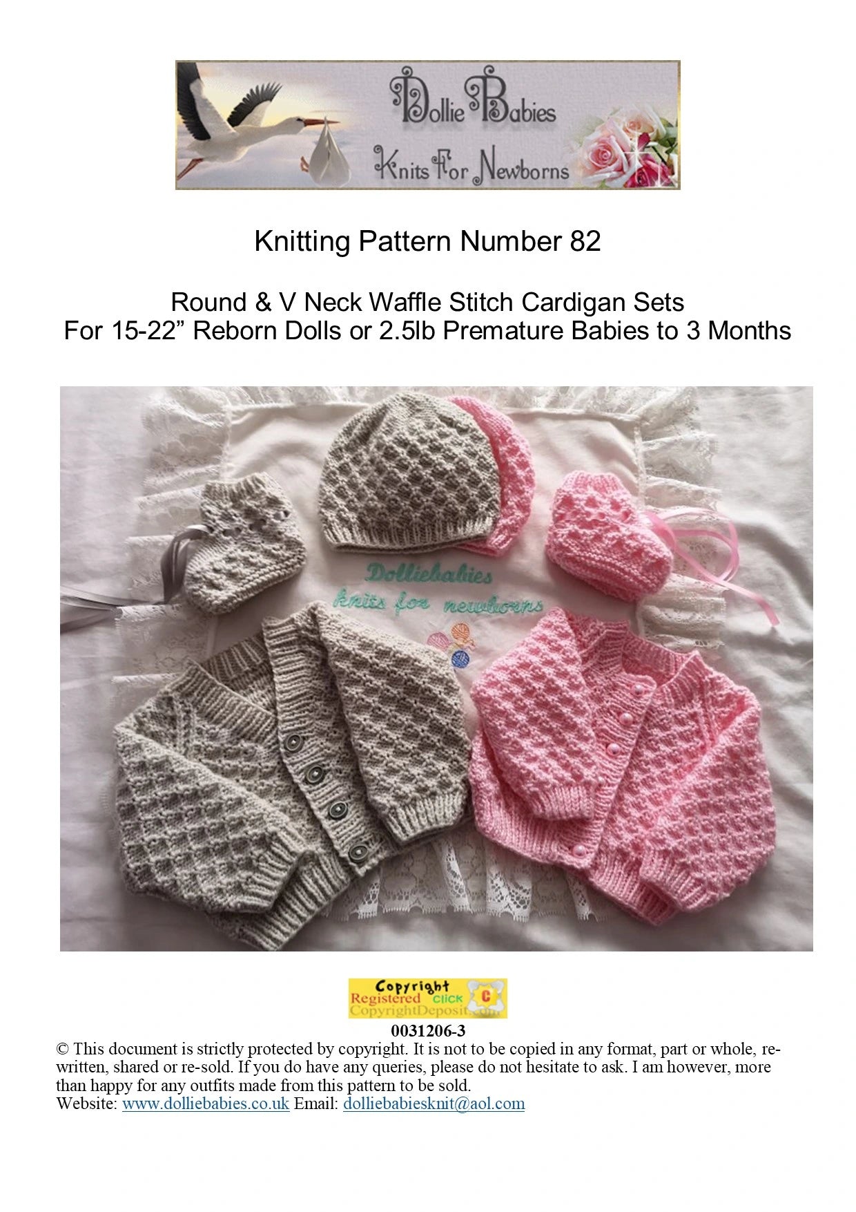 PRINTED Waffle Stitch Cardigan Set Knitting Pattern 82 - DollieBabies