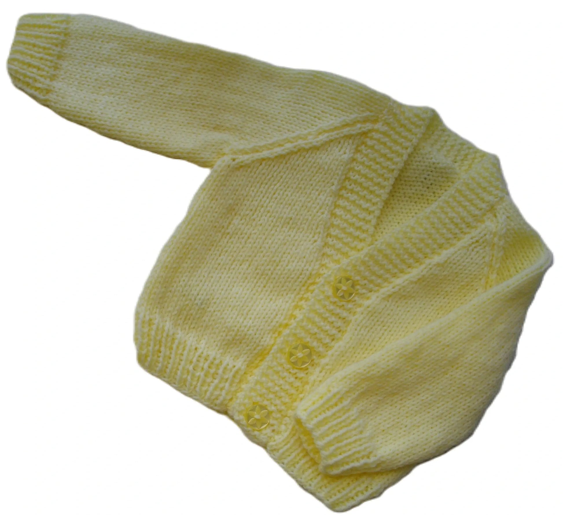 Ready Made Hand Knitted Plain V Neck Baby 0-3 Months Cardigans - DollieBabies