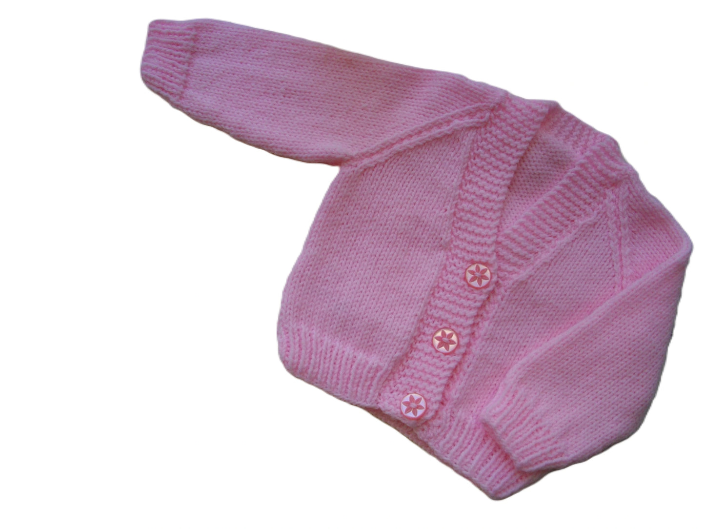 Ready Made Hand Knitted Plain V Neck Baby 0 - 3 Months Cardigans - DollieBabies