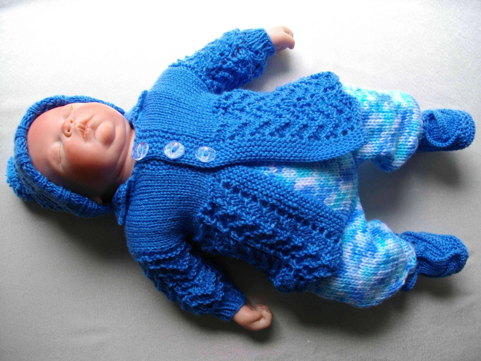 Ready Made Hand Knitted Reborn Boy Doll Matinee Set - DollieBabies