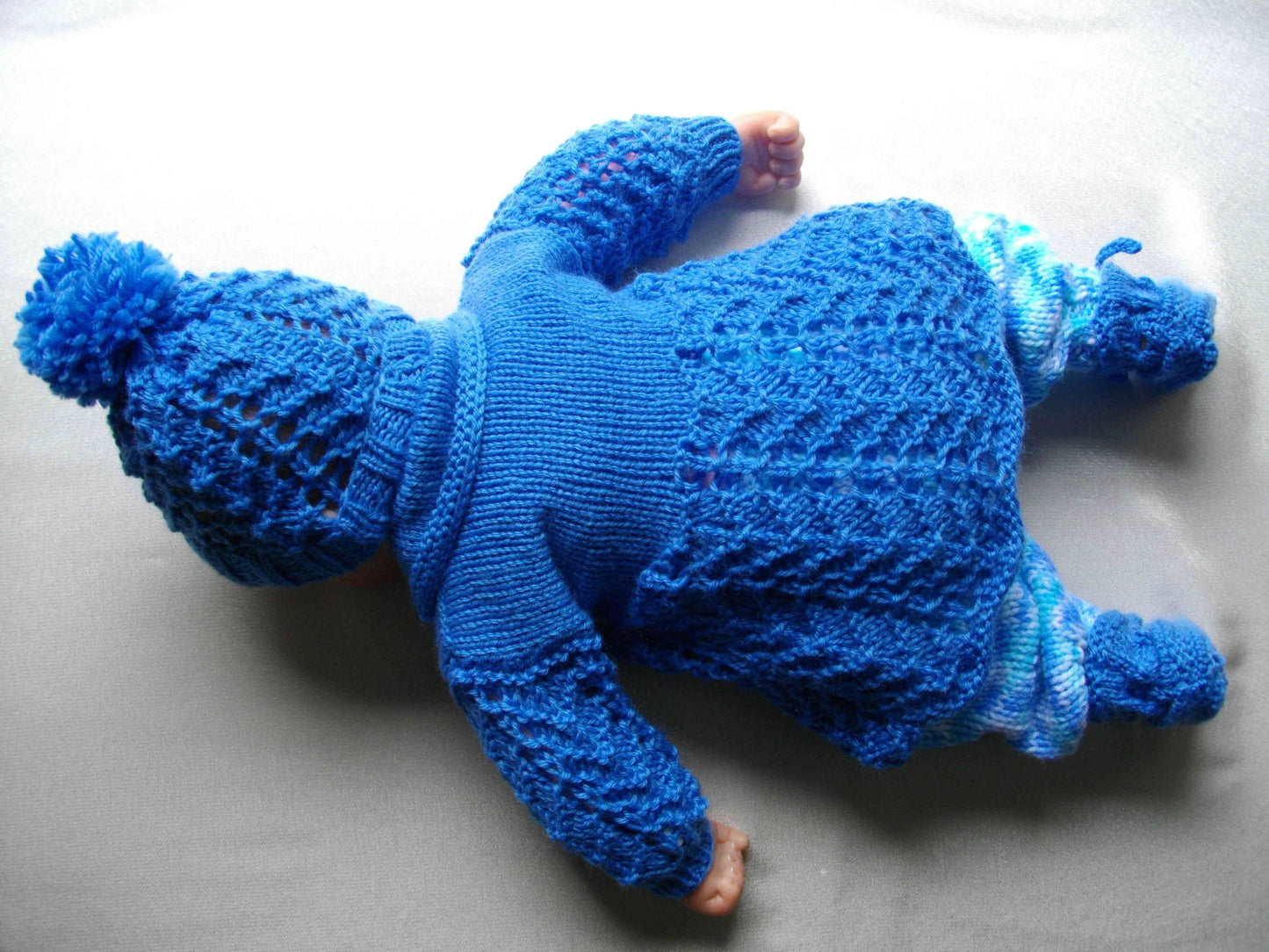 Ready Made Hand Knitted Reborn Boy Doll Matinee Set - DollieBabies