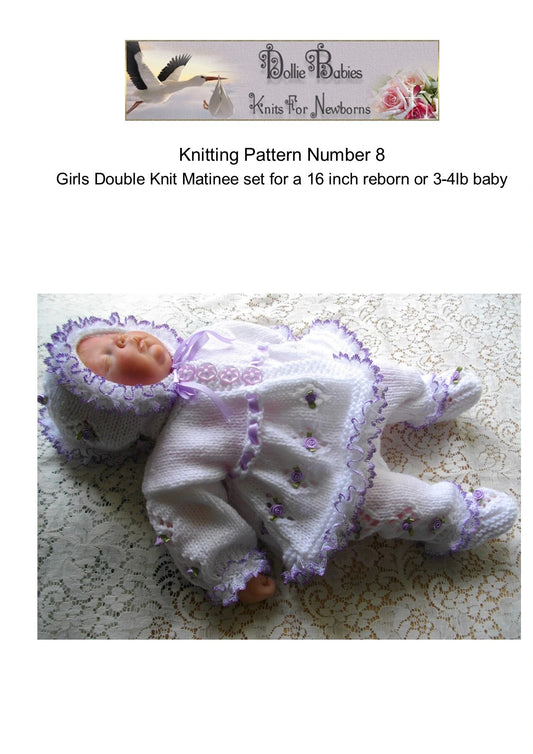 Reborn Doll Matinee Set Knitting Pattern PDF 8 - DollieBabies