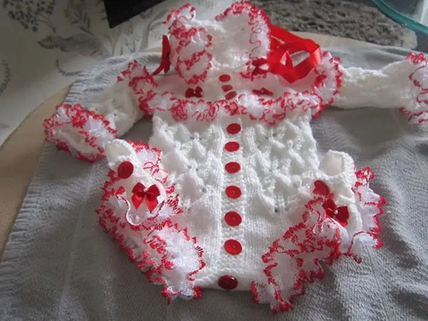 Customer photo of Eyelet Lace Baby Bodysuit Knitting Pattern PDF 24