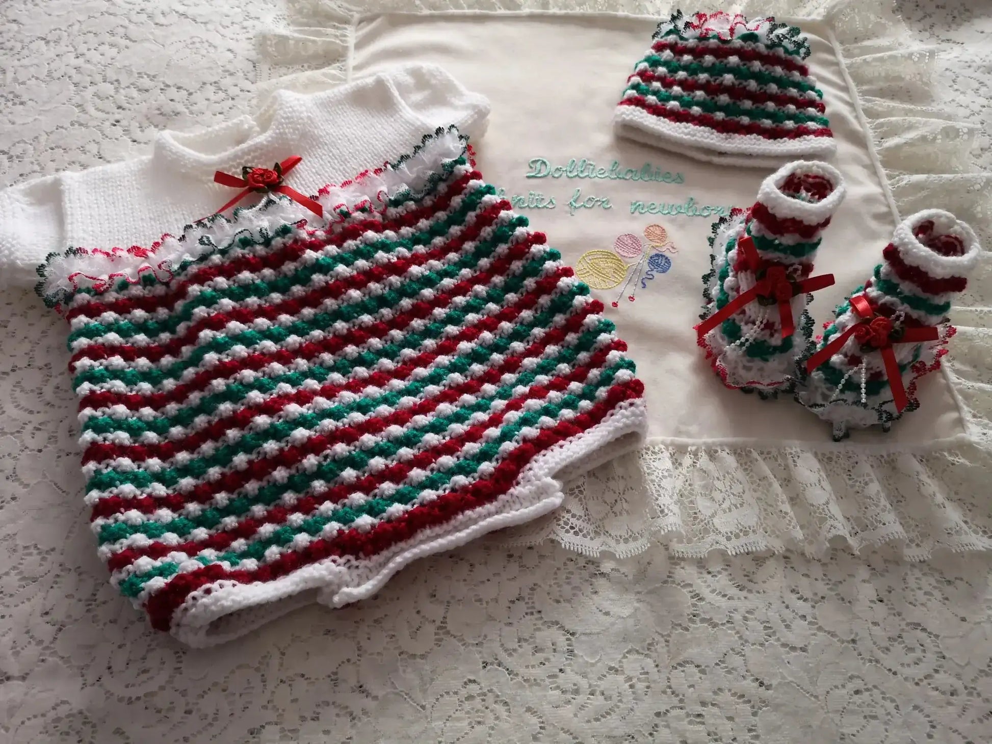 Seasonal Baby Romper Set Knitting Pattern PDF 16 - DollieBabies