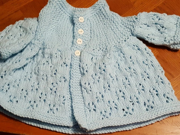 Customer photo of Sideways Yoke Matinee Set Knitting Pattern PDF 71