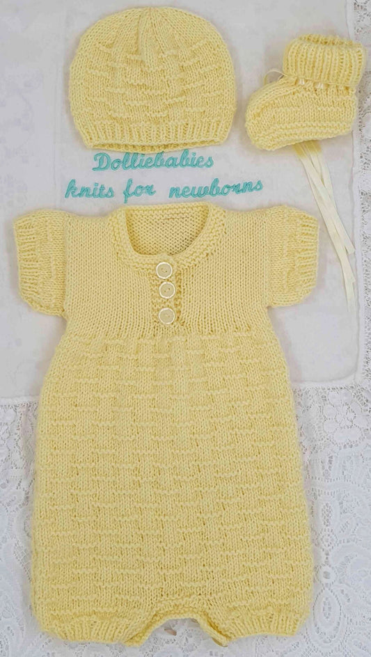 Printed Knitting Pattern 104 - Simple Baby Romper - DollieBabies