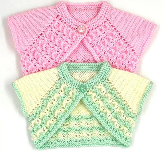 Printed Knitting Pattern 112 Top Down Baby Bolero - DollieBabies