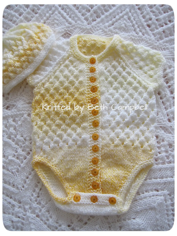 Customer photo of 3-6 Months Baby Bodysuit Set Knitting Pattern PDF 45