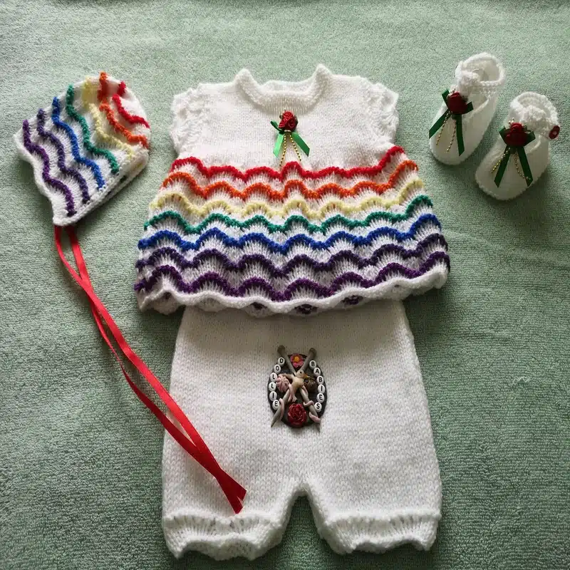 Knitting Pattern 081 - Rainbow Angel Top Set