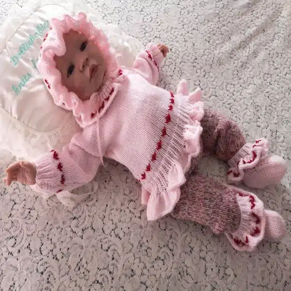 Girl's frilly sweater set knitting pattern