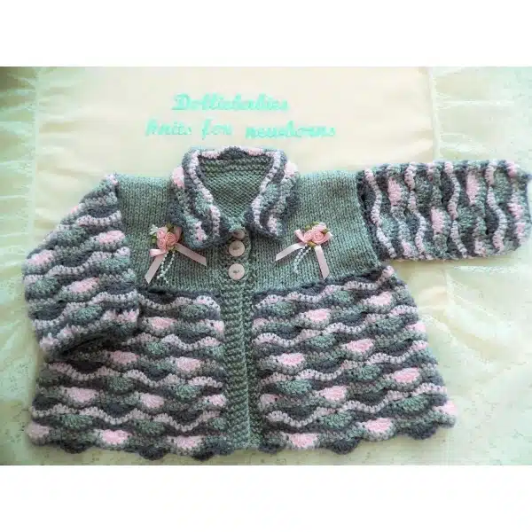 Matinee Jacket from DollieBabies crochet and knit combination pattern 001