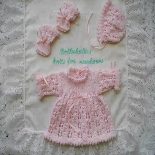 Micro preemie girl's dress set knitting pattern