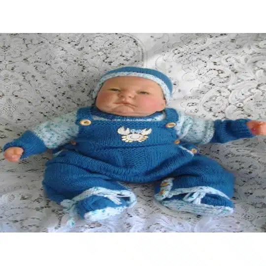 Knitting Pattern for a baby boy or girl dungaree set